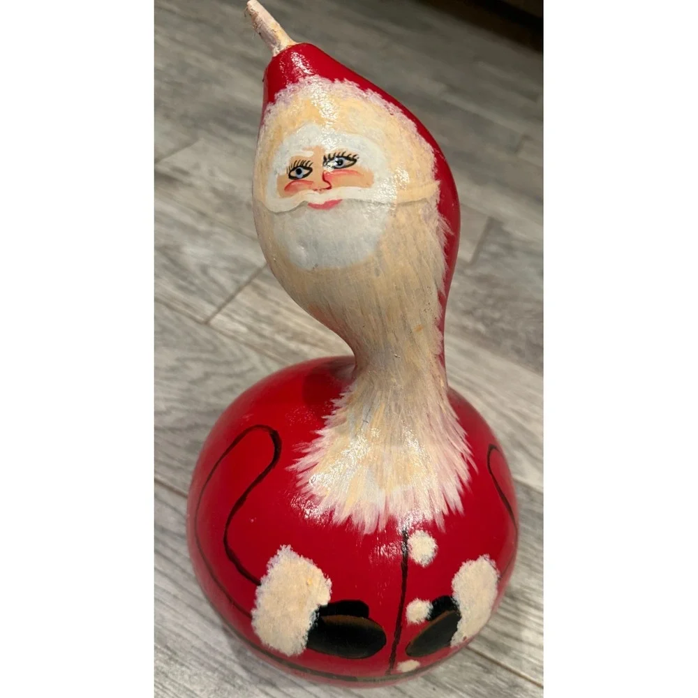 Santa Claus Gourd Hand Painted Artisan Folk Art Christmas‎ Handmade 11